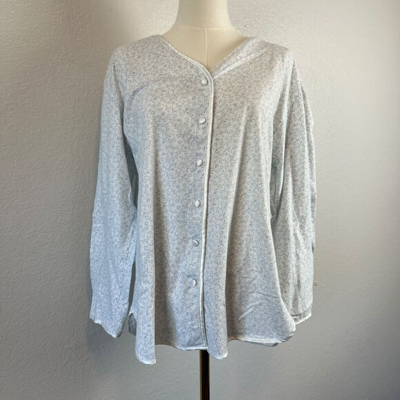 Victoria's Secret Other - VTG Victorias Secret Sleep Top Womens Small White Floral Button Front Cotton Y2K
